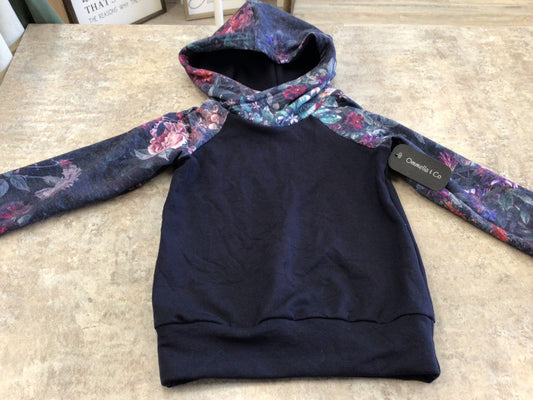 OAC Girls Navy Floral Hoodie - size 4T