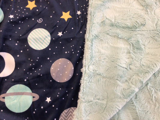 WWC-01 Baby Minky Blanket - Planets