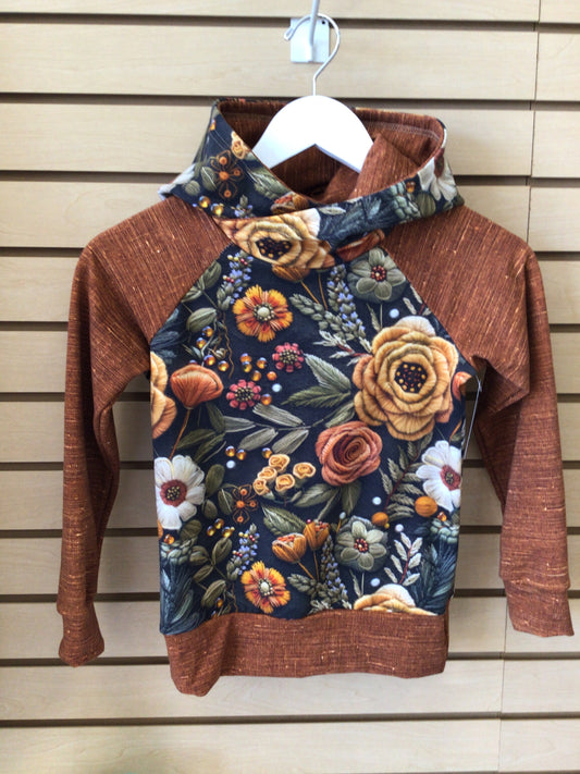 OAC - Girls Floral Hoodie - Amber/Gold/Olive