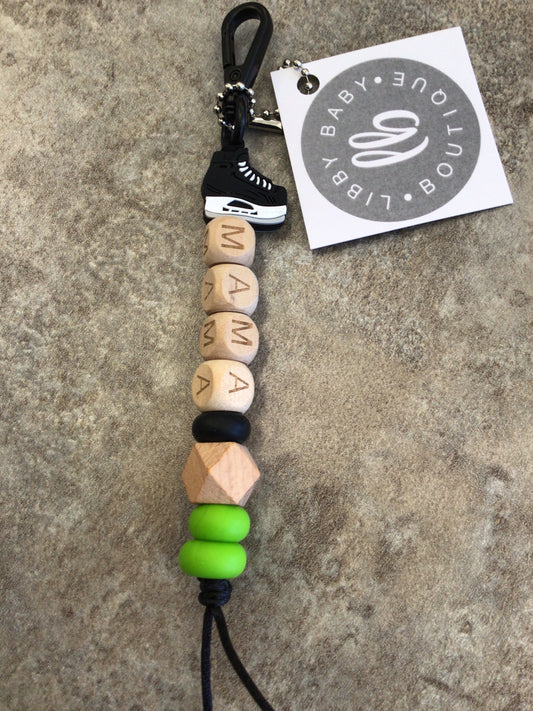 LBB-23 Keychain (Mama) Hockey Skate Black/Green