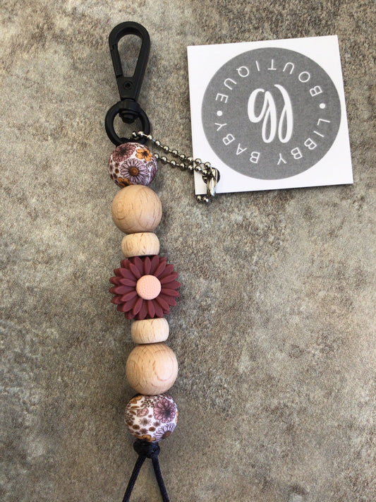 LBB-23 Keychain Maroon Flower with flower beads