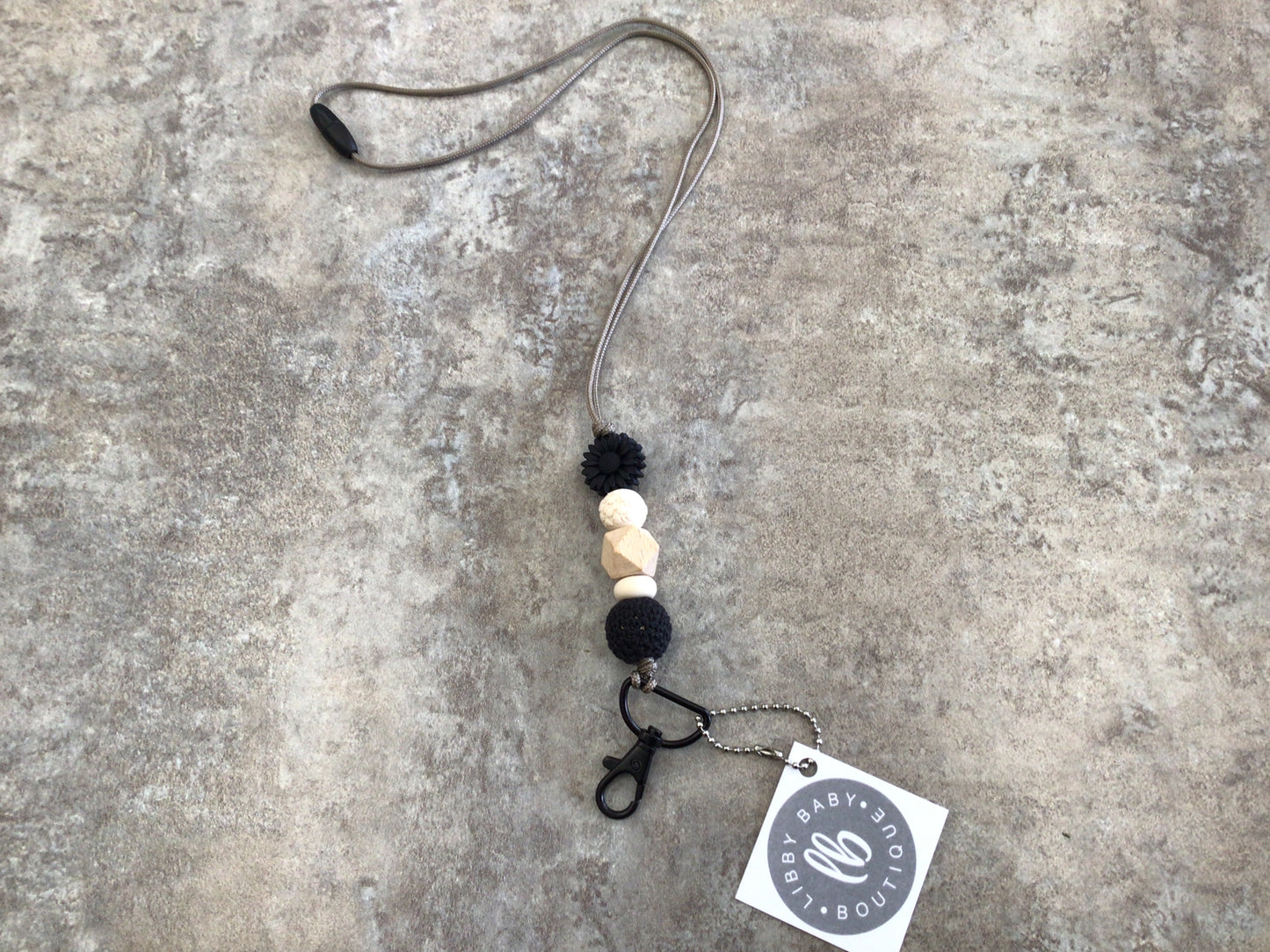 LBB - 24 Black Flower Lanyard