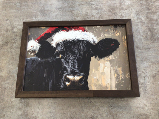 WHD Festive Angus Cow 12x8” Sign