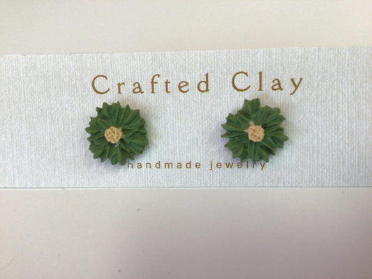 TCK - Clay Green Flower Earrings