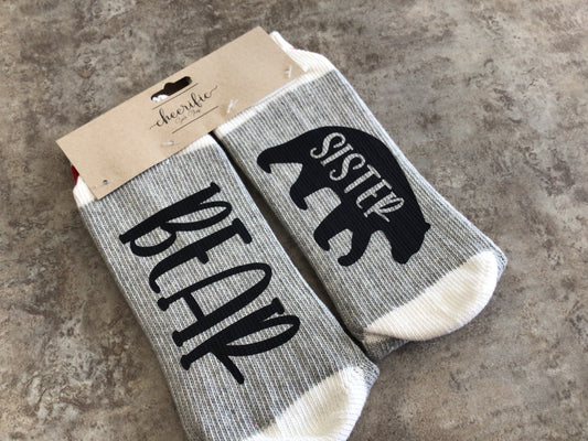 CSS121 “Sister Bear” Socks (Light Grey)