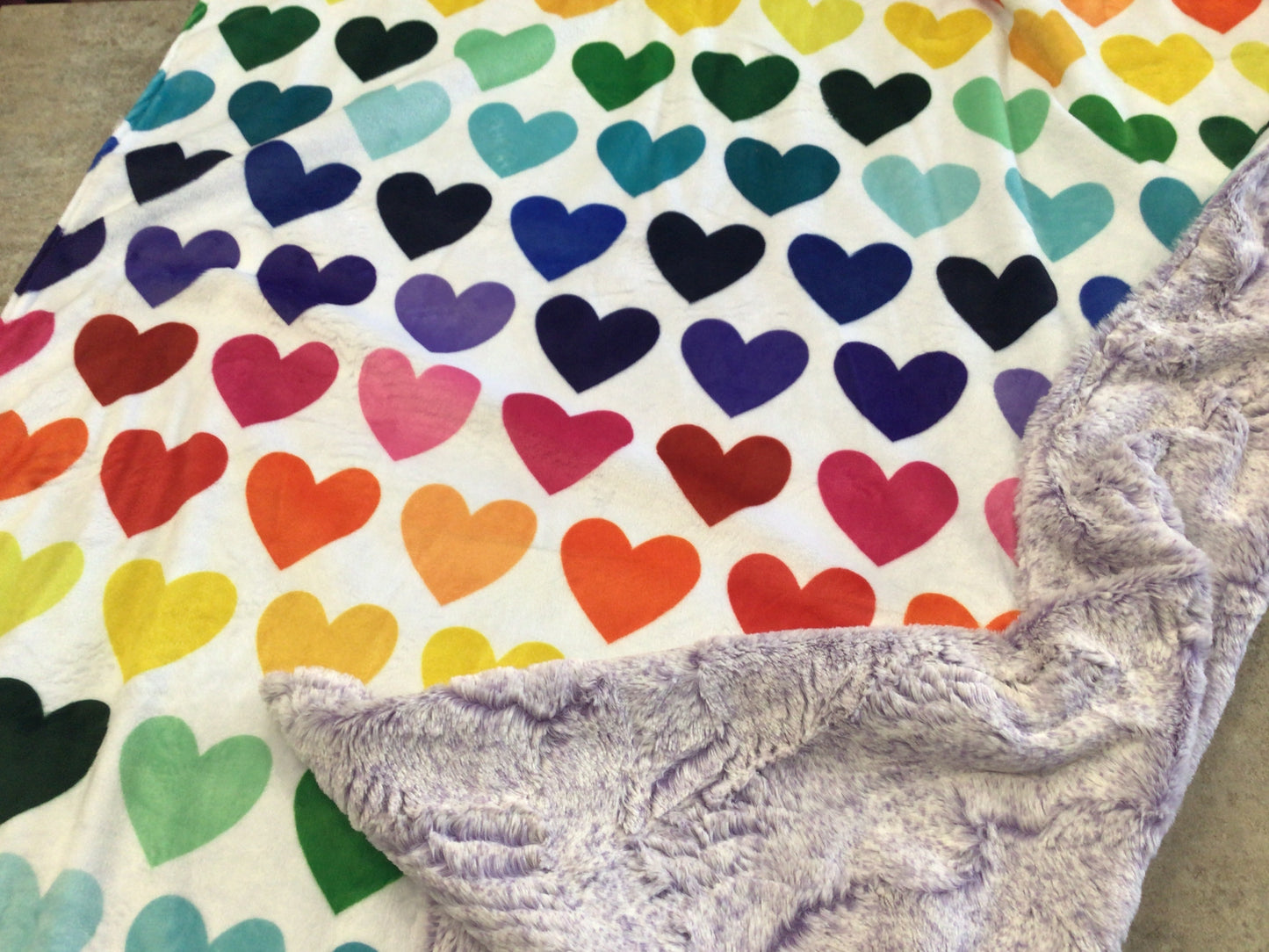 WWC-01 Baby Minky Blanket - Rainbow Hearts