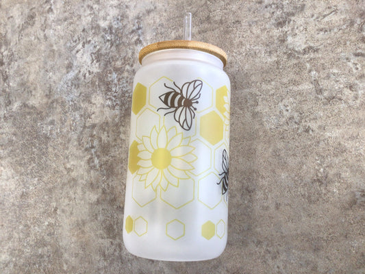 TCK - Glass Can Tumbler Bee