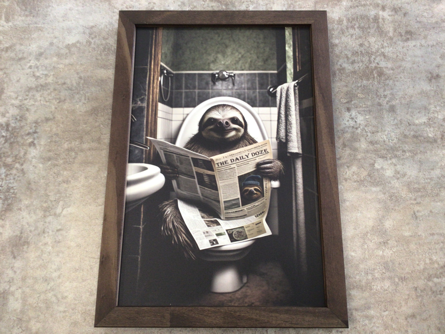 WHD Animals on the Toilet - Sloth 8x12” Sign