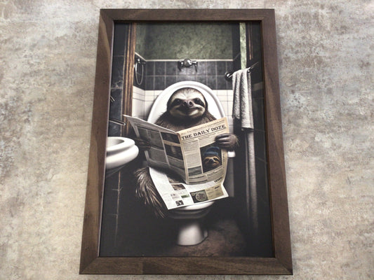 WHD Animals on the Toilet - Sloth 8x12” Sign