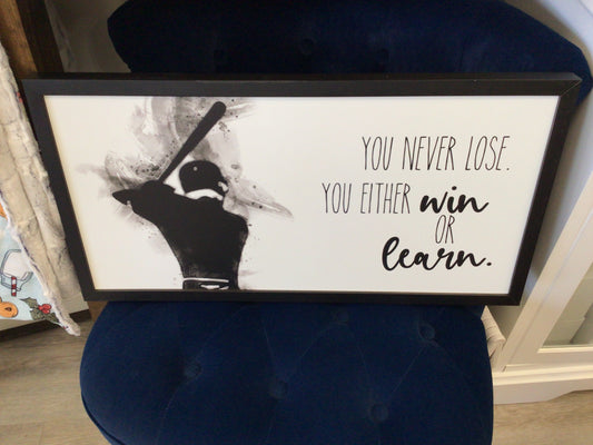 WHD Boy Baseball Player Framed Sign