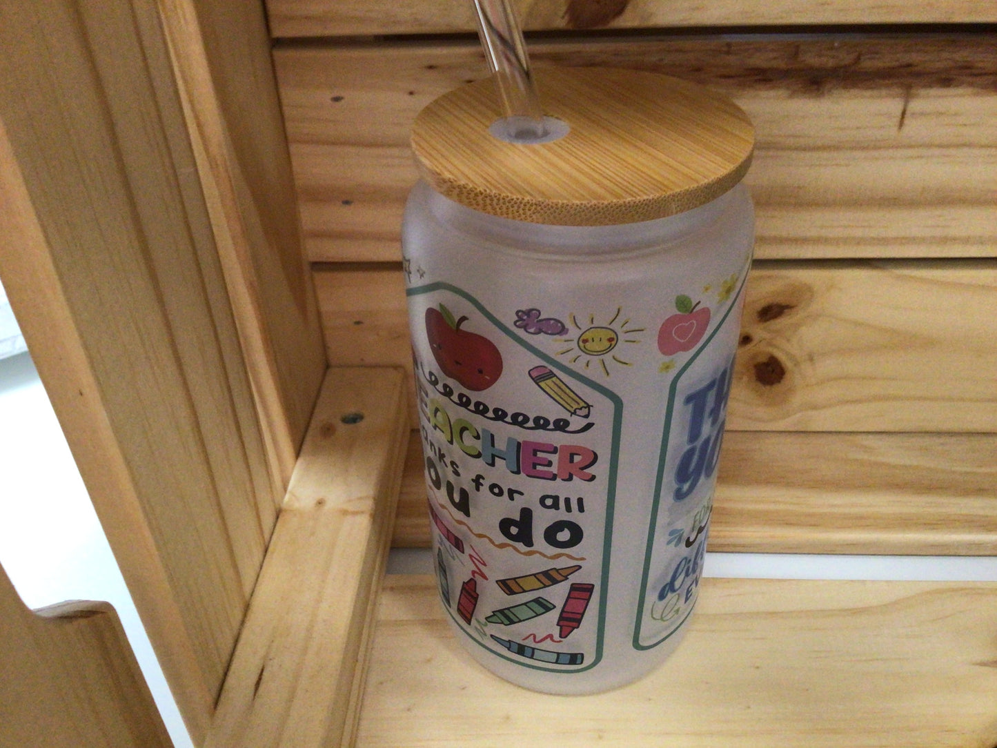 TKC Glass Can Tumbler Thank You for Teacher