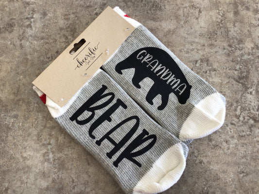 CSS113 “Grandma Bear” Socks (Light Grey)