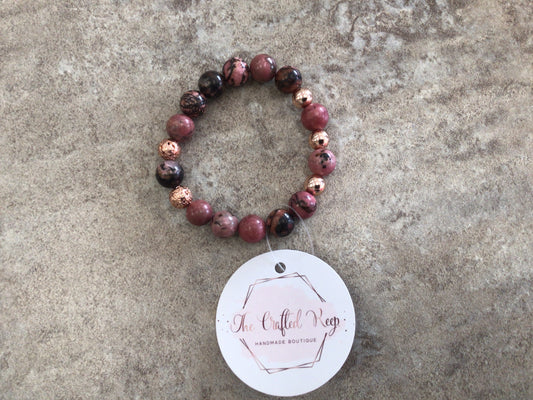 KH - Rhodonite & Hematite Bracelet