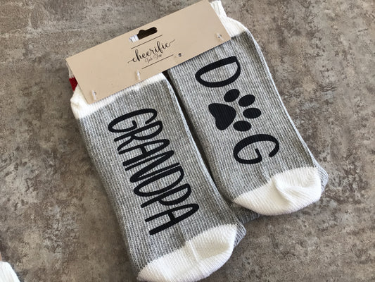 CSS171 “Dog Grandpa” Socks (Light Grey)