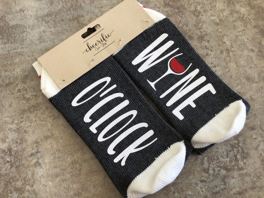 CSS132 “Wine O’Clock” Socks (Dark Grey)