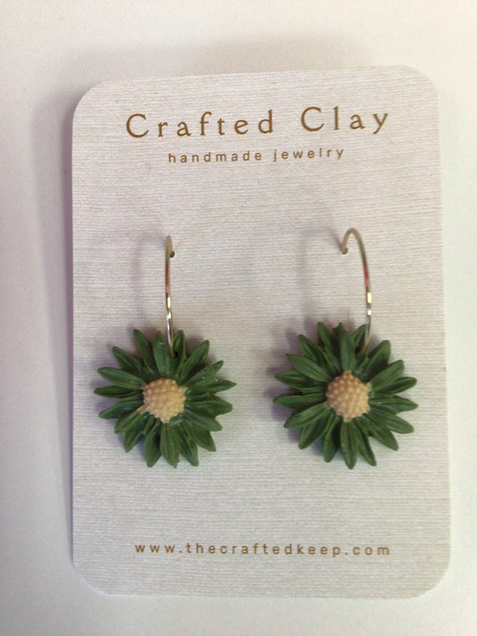 TCK - Clay Flower Earrings - dark green