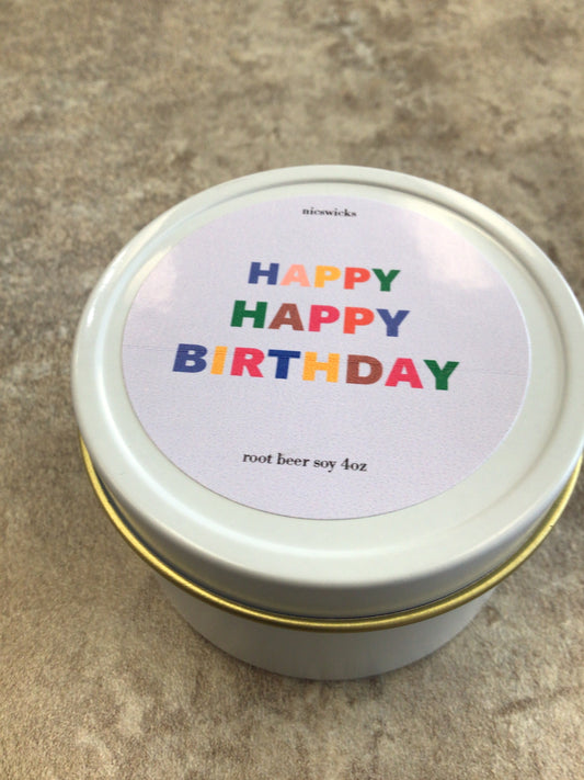 NW - HAPPY HAPPY BIRTHDAY - root beer soy 4 oz candle