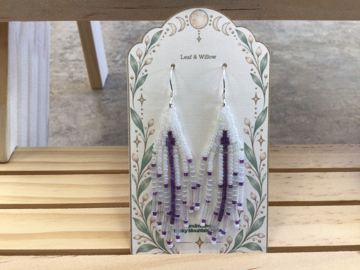 LAW-07 Earrings, white/purple beads