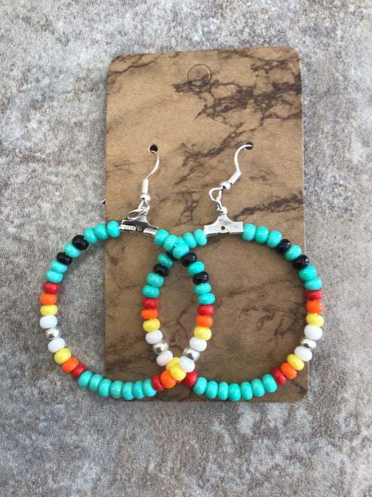 KH Navajo Earrings - turquoise/yellow/black/red/orange
