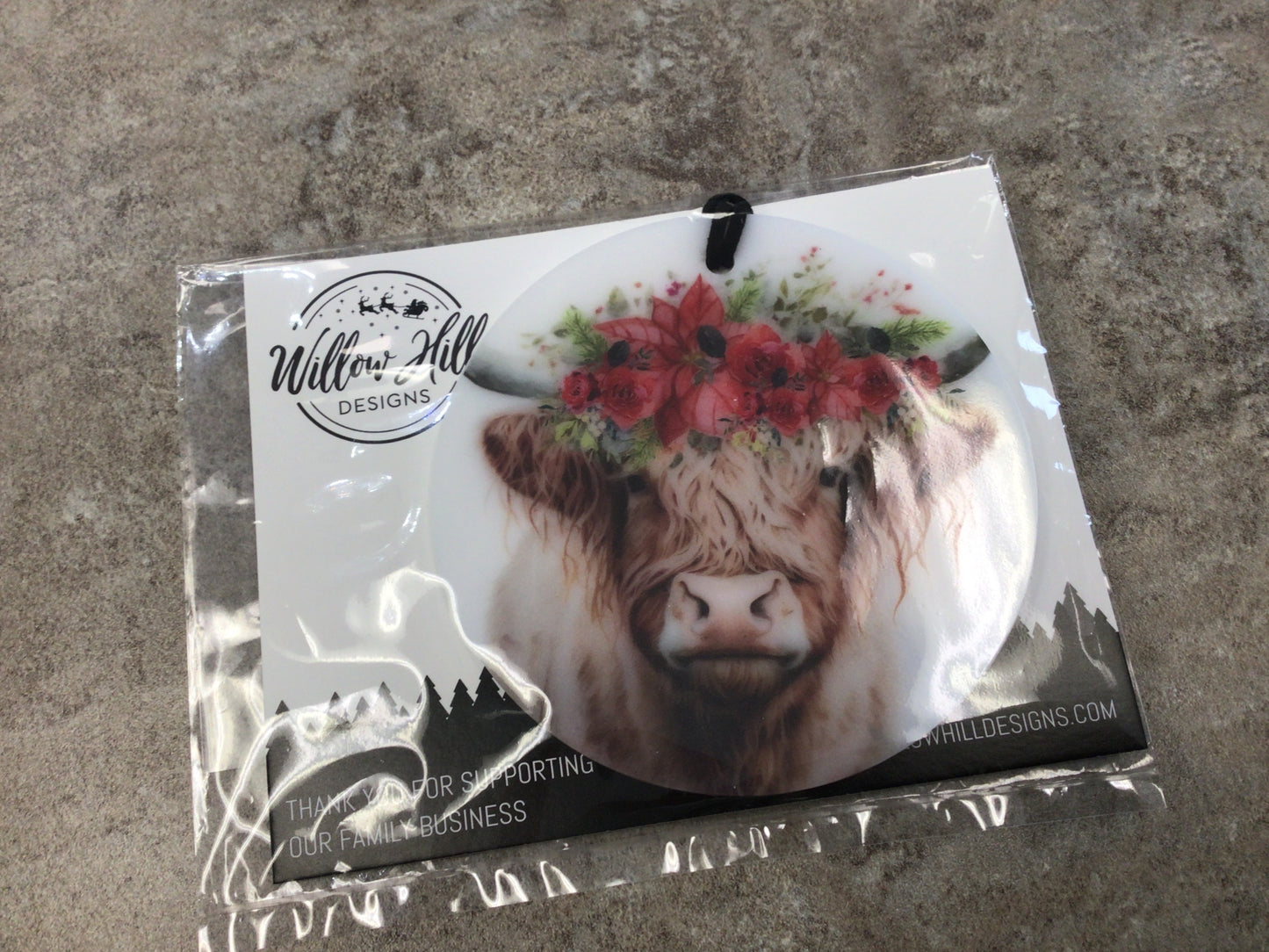 WHD Highland Cow Christmas Ornament