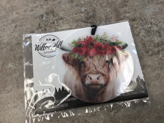 WHD Highland Cow Christmas Ornament