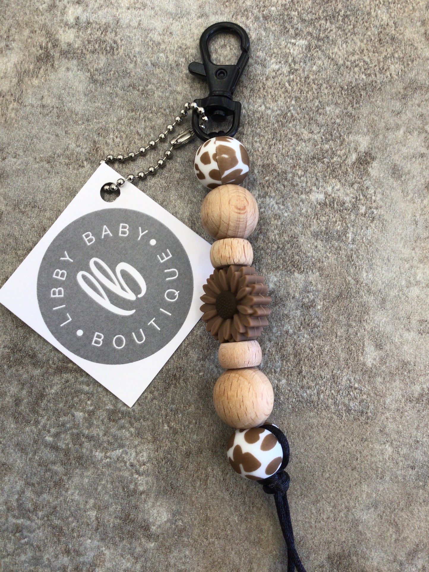 LBB-23 Keychain Flower Tan/White spots