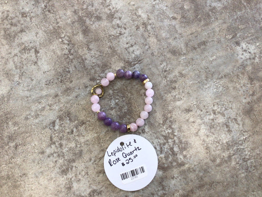 KH-Lepidolite Rose Quartz & Rose Quartz