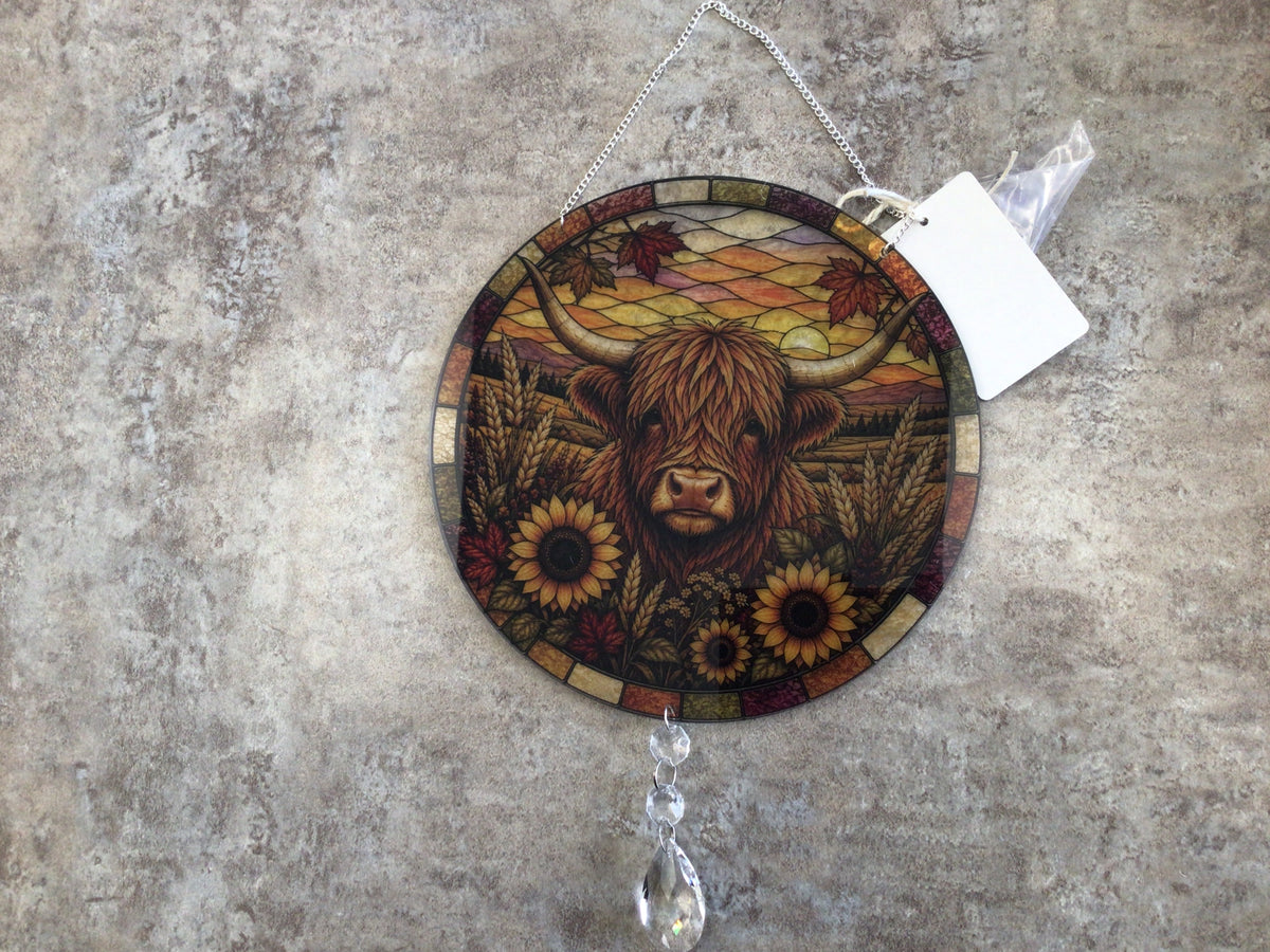 WHD - Suncatcher Highland Cow in Sunflowers