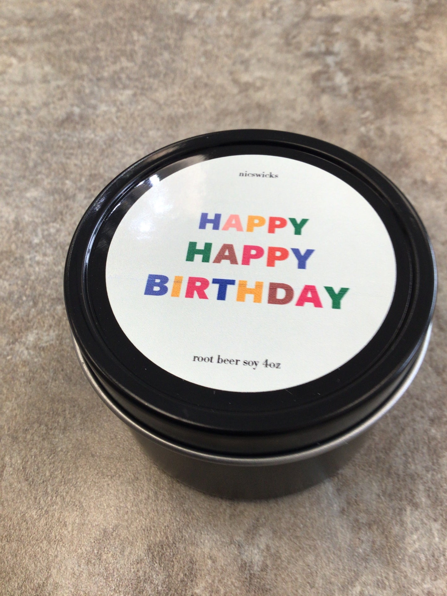 NW - HAPPY HAPPY BIRTHDAY - root beer soy 4 oz candle