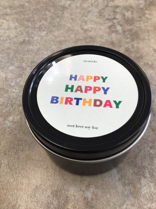 NW - HAPPY HAPPY BIRTHDAY - root beer soy 4 oz candle