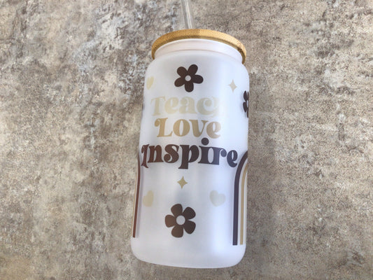 TCK - Glass Can Tumbler Vintage Teacher