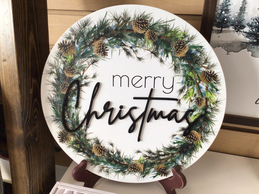 WHD - Merry Christmas Round Sign