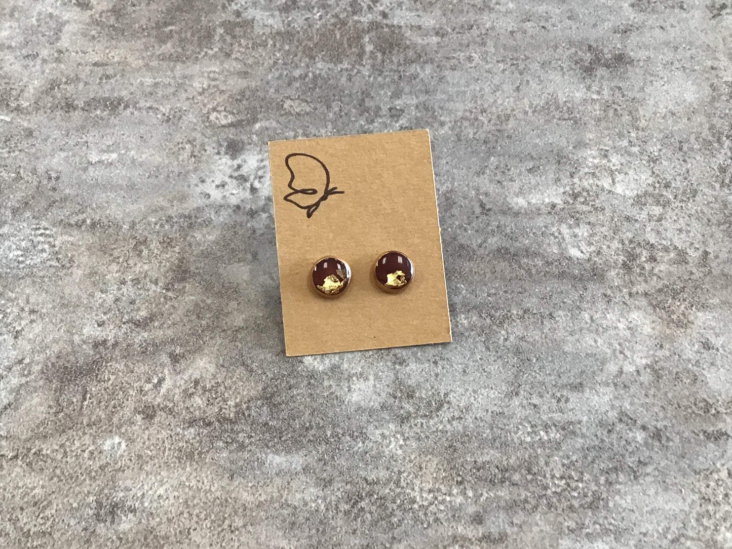 DBN10 Cocoa Foil Stud Earrings