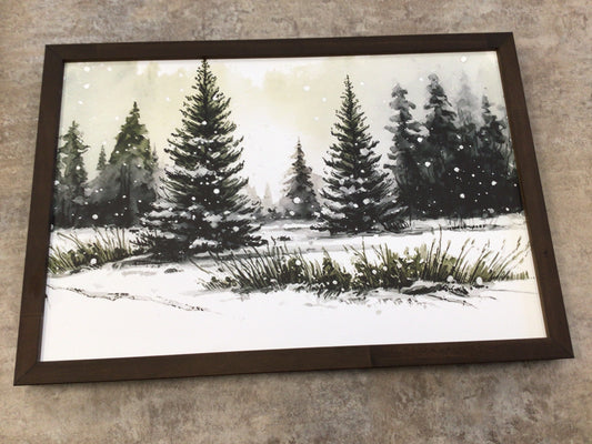 WHD - Snowy trees Framed Sign