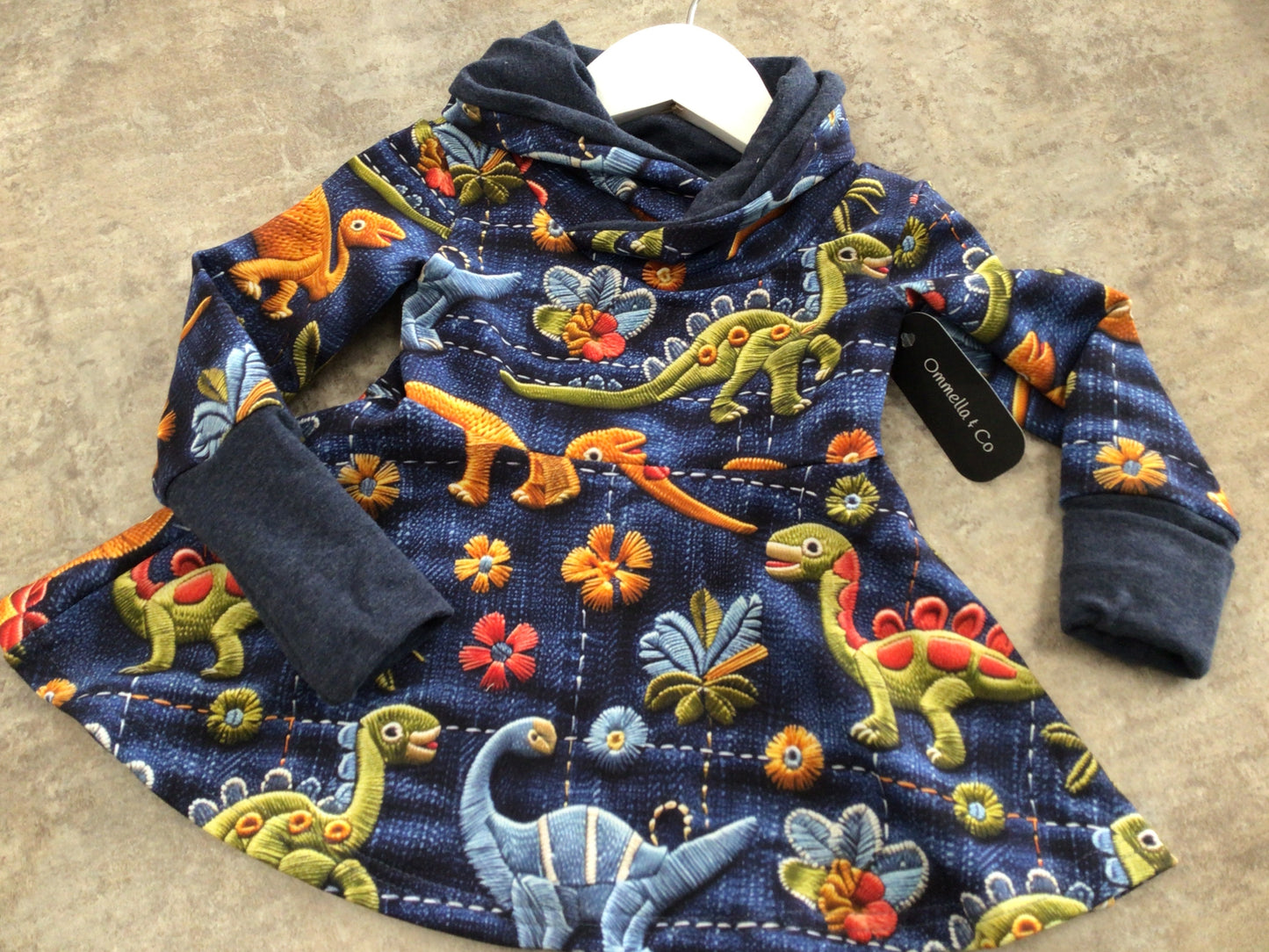 OAC Grow with me Dress/Peplum with Cowl -Dinos