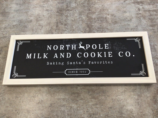 WHD North Pole Milk & Cookies 6x18” Sign