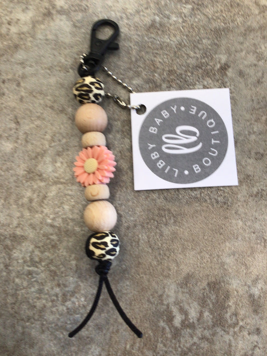 LBB-23 Keychain coral flower with leopard print