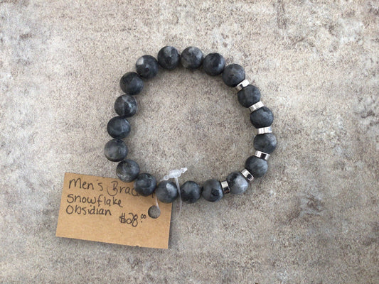 KH-Snowflake Obsidian Men’s Bracelet