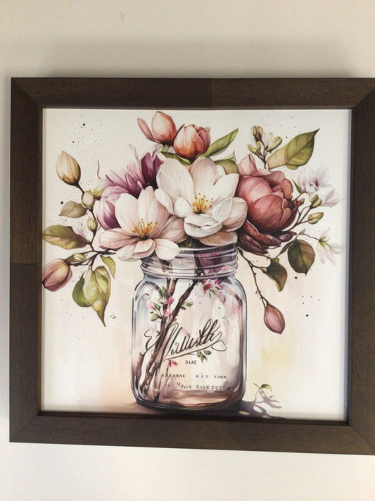 WHD - Mason Jar Flowers - 8X8” sign