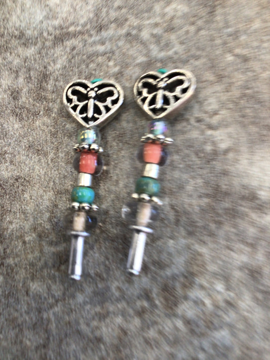 PEG - Heart Butterfly (coral/turquoise) Crib Peg