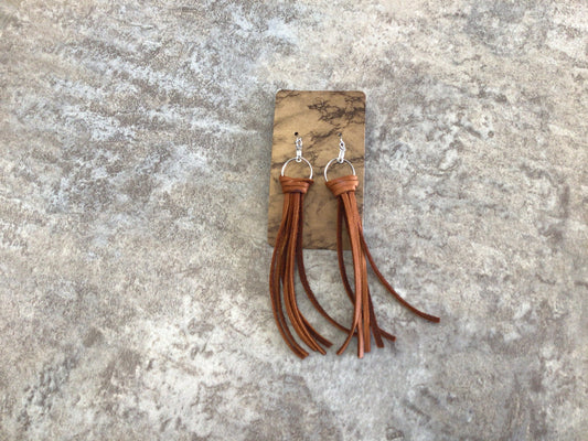 KH Deerskin Leather Fringe Earrings