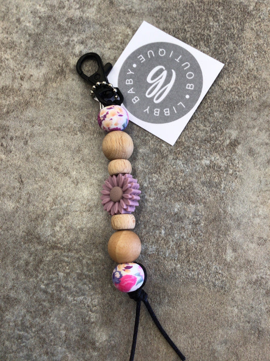 LBB-23 Keychain Mauve Flower with floral beads