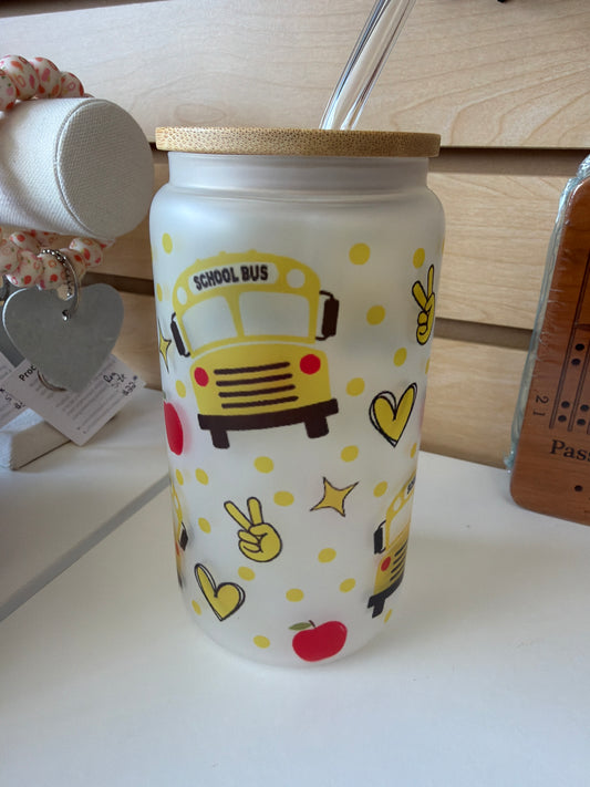 TCK - Glass Can Tumbler School Bus