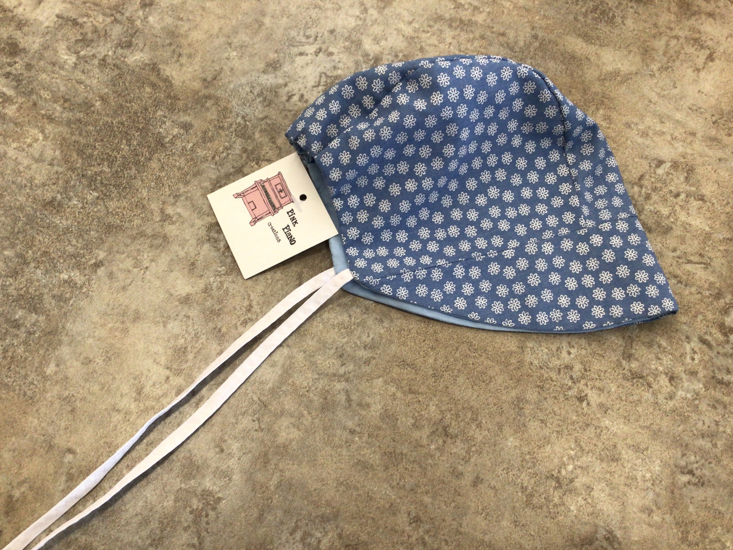 PPC - 3-6 months blue flower bonnet