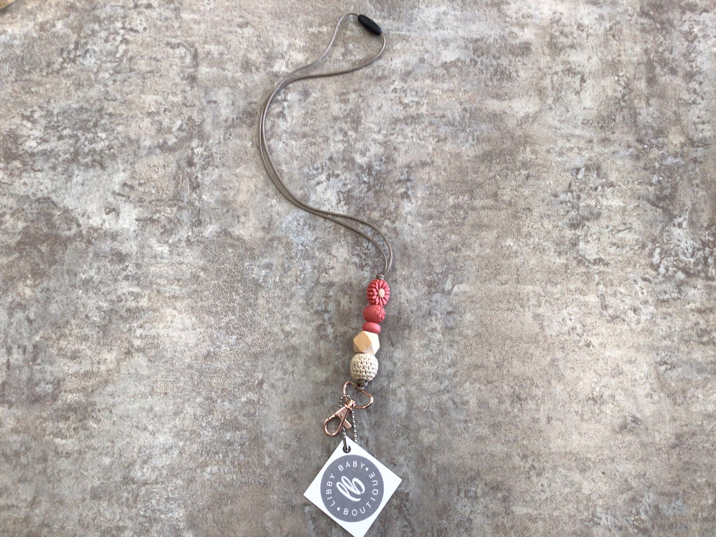 LBB - 24 Clay Rose Flower Lanyard