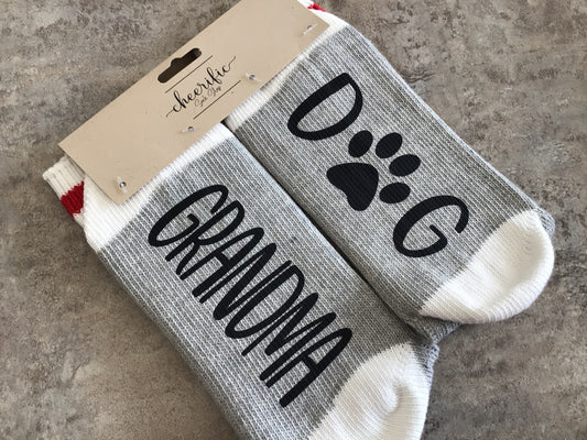 CSS169 “Dog Grandma” Socks (Light Grey)