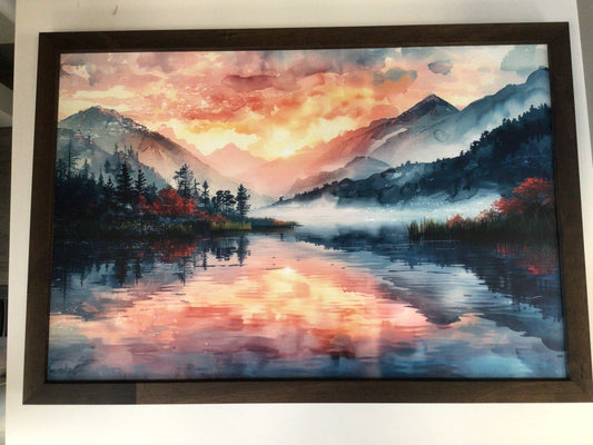 WHD - Mountain Lake Sunset - 12X18” sign