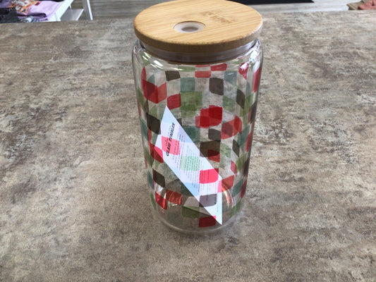 CCL883 -Christmas Checkered Glass Tumbler