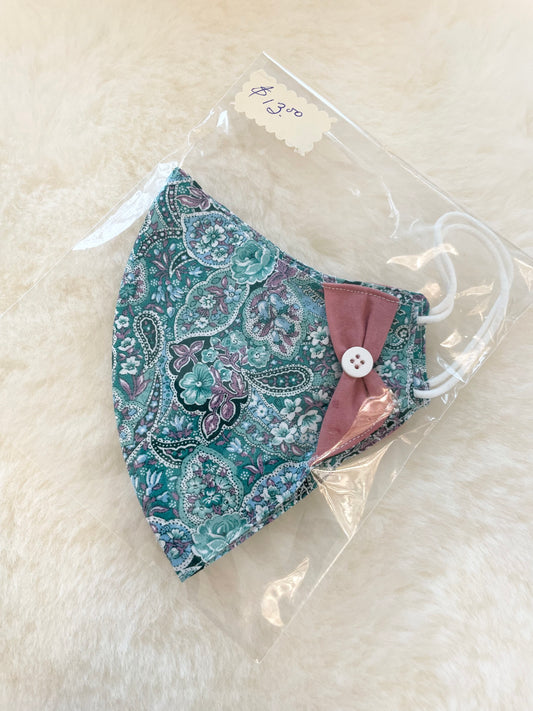 YE-22 Blue Mask with Button Bow