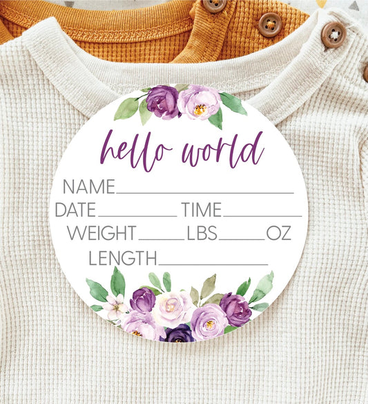 KDC-50 Purple Floral Birth Announcement